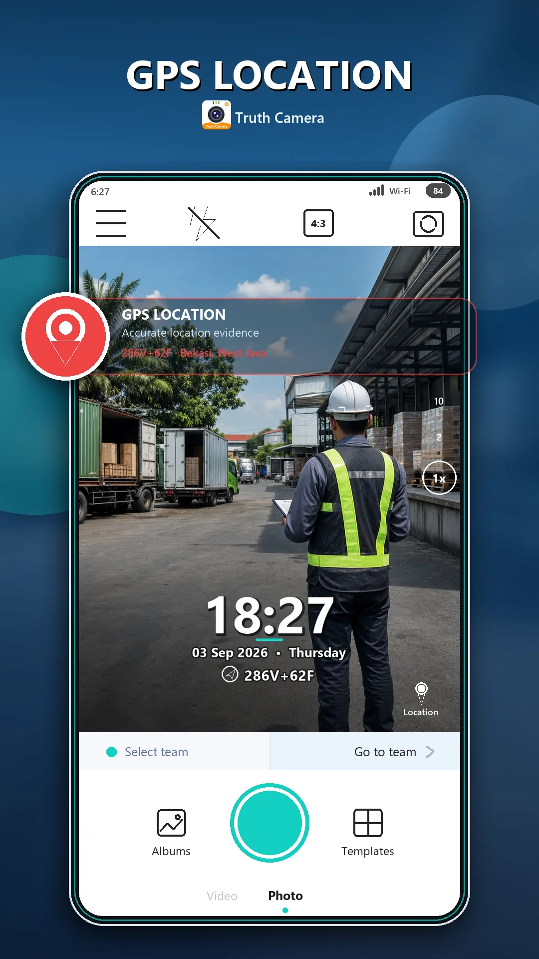 GPS location watermark camera for logistics and field inspection